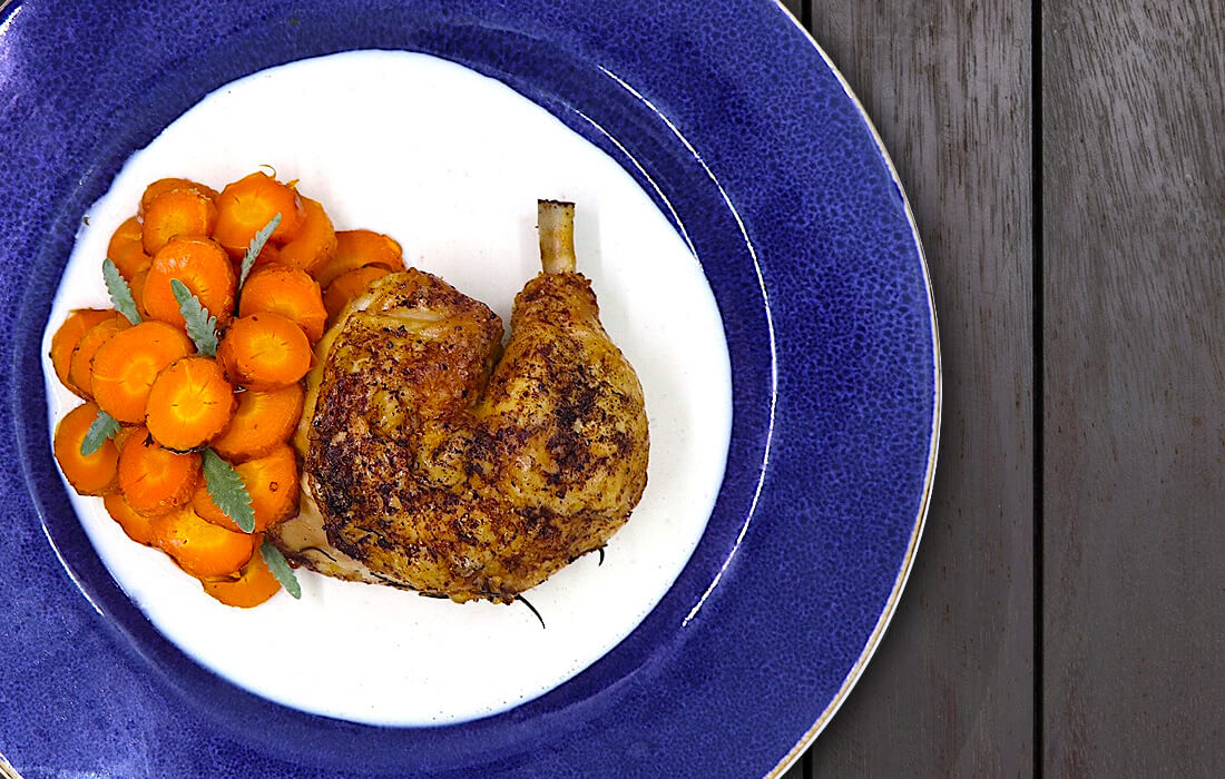 Chicken with Honey Roasted Carrots and Tahini Sauce